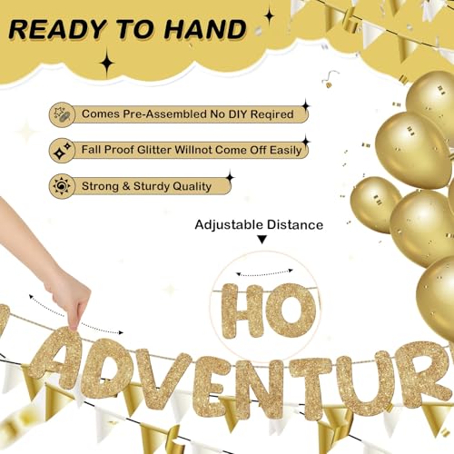 New Home New Adventure New Memories Glitter Banner, Champagne Gold