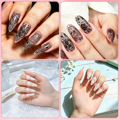 Fukaisu 10 Rolls Lace Nail Art Foil Transfer Stickers Flower Pattern