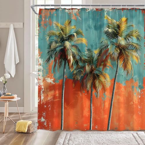 Tropical Palm Tree Shower Curtain 71" x 71" with Hooks
