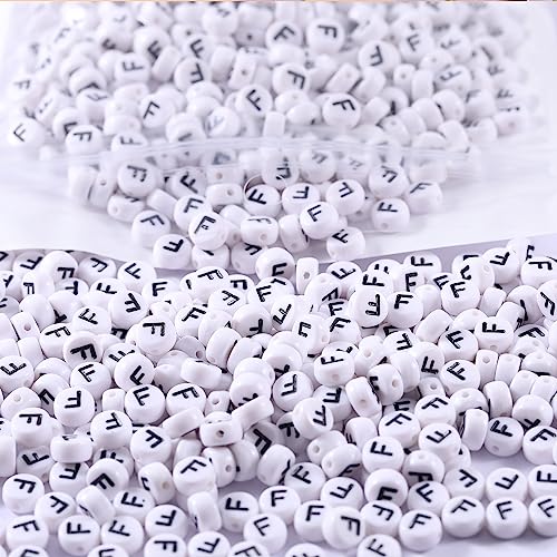 Carporay 1000 Pcs 7x4mm Flat Round Acrylic Alphabet Letter Beads for DIY Jewelry Making