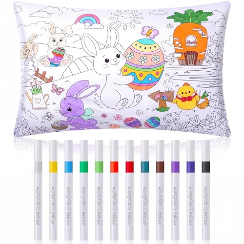 Easter Bunny Coloring Pillowcase with 12 Markers - 28.7" x 19.7"