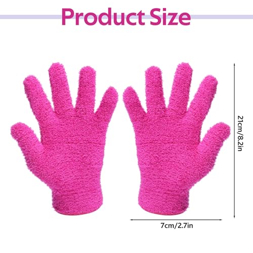 Reusable Microfiber Plant Cleaning Gloves - 4-Piece Set in Blue & Rose Red