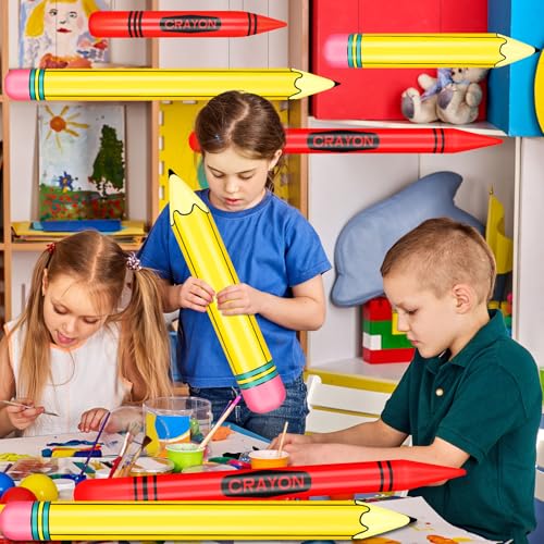 4-Pack Inflatable Crayon & Pencil Balloons for Classroom Events