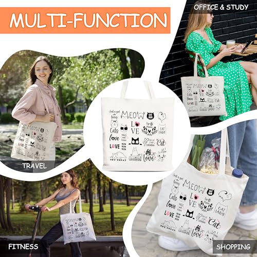 Funny Cat Canvas Tote Bag for Women - Perfect Gift for Cat Lovers