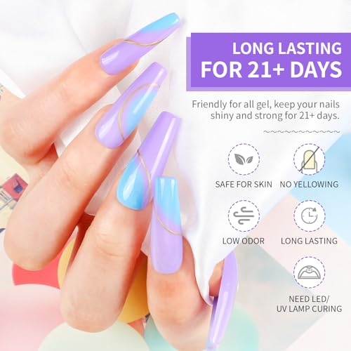 JODSONE Base Coat and Top Coat Gel Polish Set - 10ml UV LED Soak Off