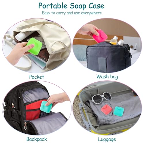 AUEAR 4 Pack Portable Soap Box - Candy Color Travel Dish Containers