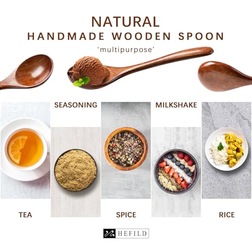 Hefild 2-Piece Hardwood Honey Spoons Set - 6.7 Inch Wooden Spoons