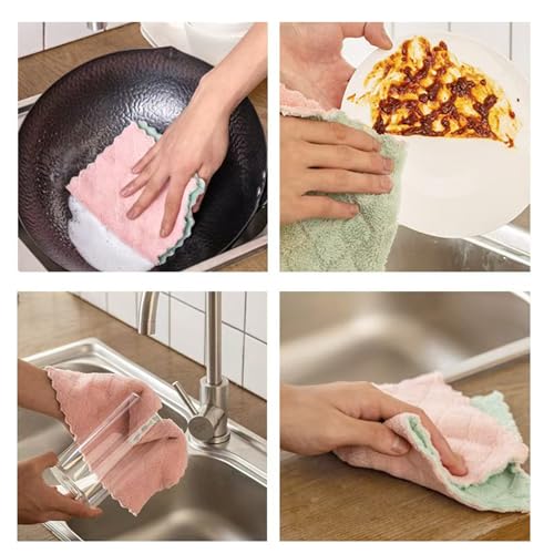 32 Pack Coral Fleece Kitchen Dish Cloths - Soft & Absorbent Microfiber Towels
