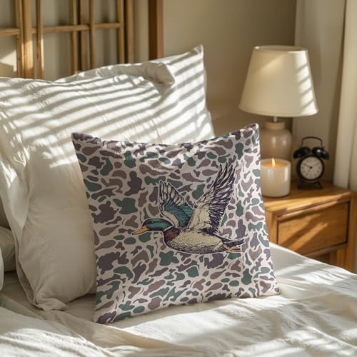 Vintage Camo Duck Throw Pillow Cover 18x18 - 100% Cotton