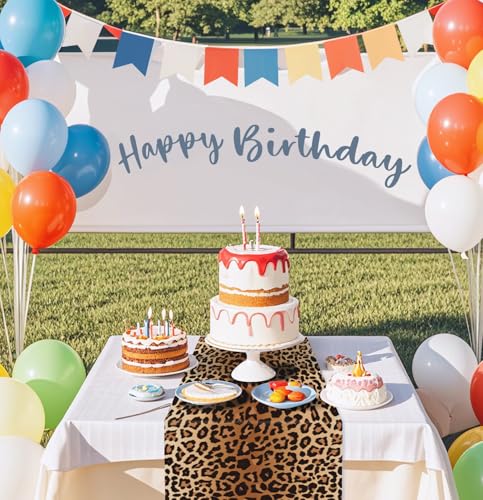 Leopard Print Table Runner - 6 Disposable Plastic 14x108 Inch for Parties