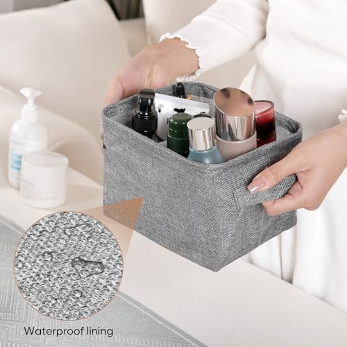 AARAINBOW Mini Canvas Storage Baskets with Handles - 3 Jute Cubes