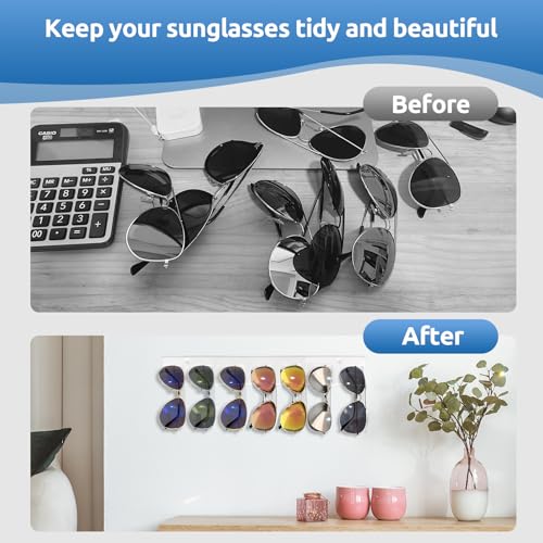 Wall Glasses Organizer 2 Pack – Acrylic Eyewear Display Shelf for Sunglasses & Glasses