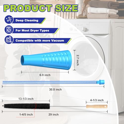 Sealegend Dryer Vent Cleaner Kit - Flexible Vacuum Hose & Brush (Blue)