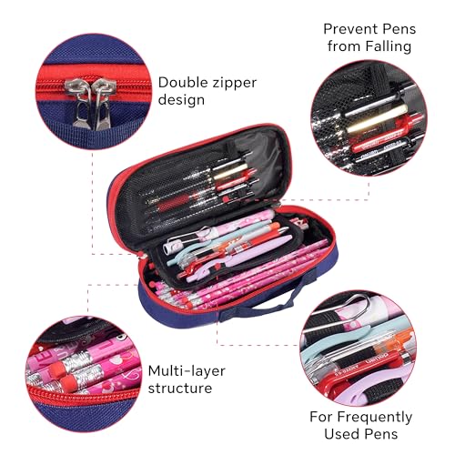 Large Capacity Oxford Pencil Case with Handle & Dual Zippers