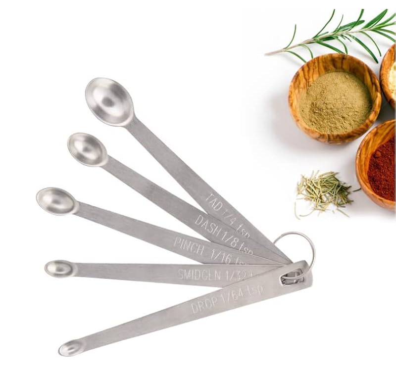 Mini Stainless Steel Measuring Spoons Set of 5 - Durable & Precise