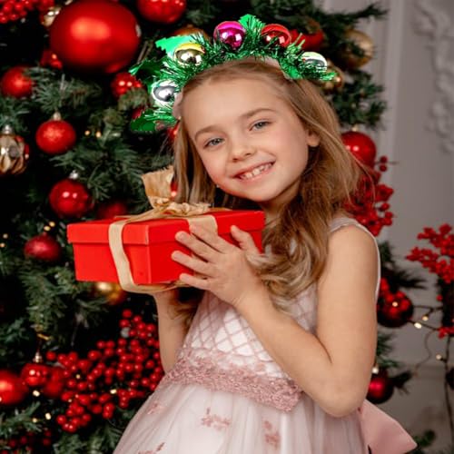 RUPOFUZA Christmas Tree Pom-Pom Headband for Women and Girls Festive Holiday Party Hair Accessory