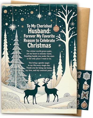Christmas Card Gift for Husband - Deer Silhouettes - Silver