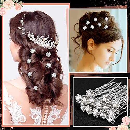 60-Piece Pearl and Rhinestone U-Shape Hair Pins for Bridal Wedding Updos