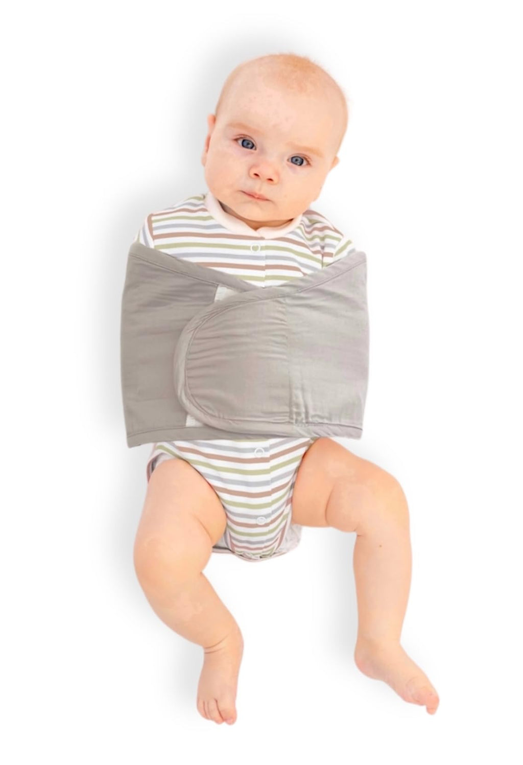 bebon Baby Arm Swaddle | Adjustable Swaddle Wrap for Newborns and Infants – Dual-Wing Design Comfortably Secures Arms Only | Ultra-Soft Cotton (Grey, Large)
