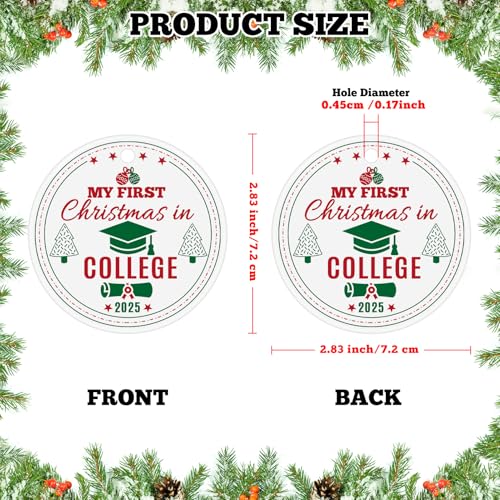 Ceramic College Freshman Year Christmas Ornament for Students