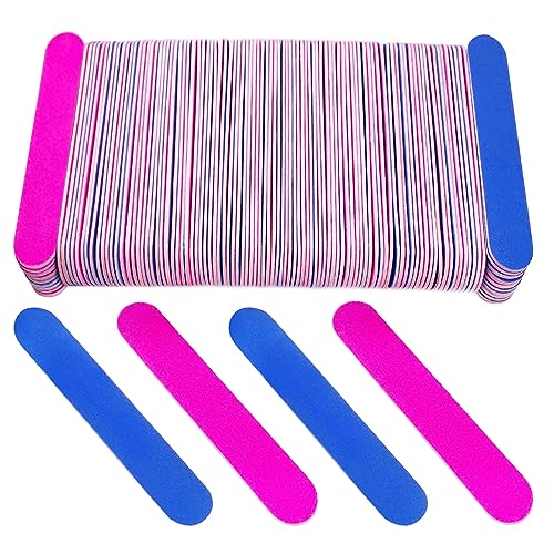 HomeyEra Wooden Emery Boards and Nail Files Bulk - 100 Pack Mini Double-Sided Nail Files for Natural Nails