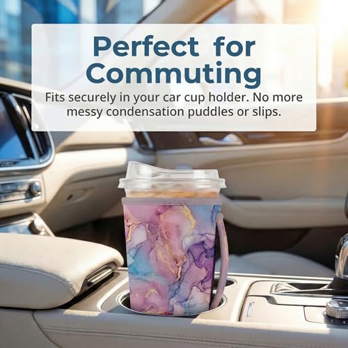 ArtSocket 3-Pack Iced Coffee Sleeves with Handles - 16oz-32oz