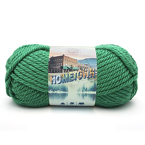 Lion Brand Hometown Yarn - Kelly Green Super Bulky Acrylic for Knitting & Crocheting