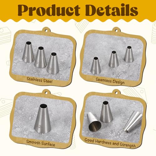 DOPENSPI 5 Pcs Large Round Piping Tips #12 - Stainless Steel Cake Decorating Set