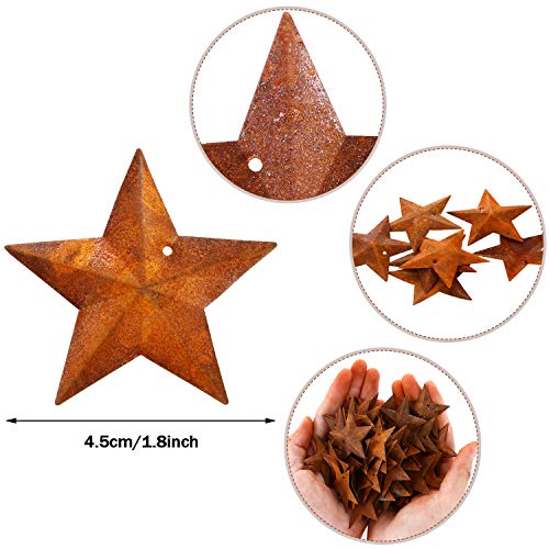 Rusty Metal Christmas Star Ornaments with Twine Set - Rustic Holiday Decor