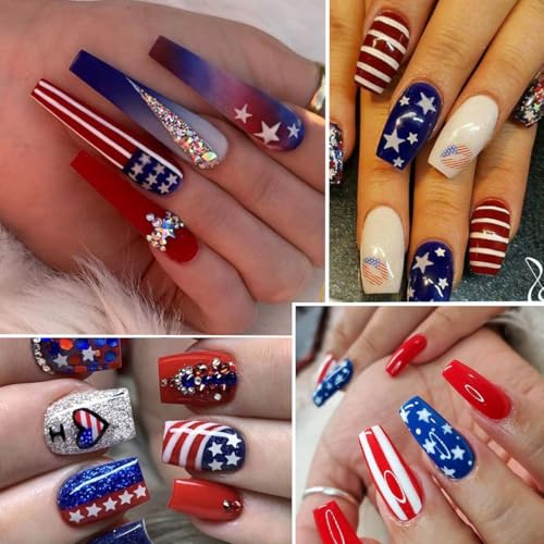 4th of July Nail Art Glitter Sequins 12-Grid Star Decals