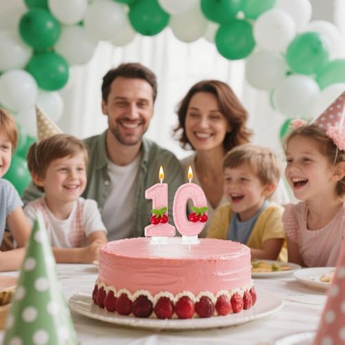 Cherry Number Birthday Cake Candle - Perfect for Parties & Celebrations