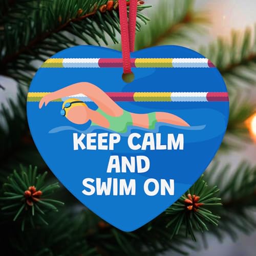 Xiecolty Ceramic Christmas Ornament for Swimmers and Swim Coaches