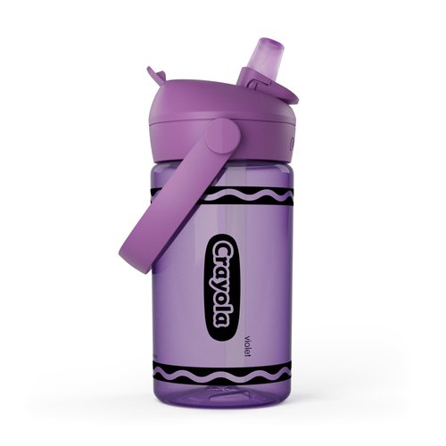 CamelBak Crayola Flip Straw Kids Water Bottle, Tritan Renew, Spill-Proof, 14oz, Violet