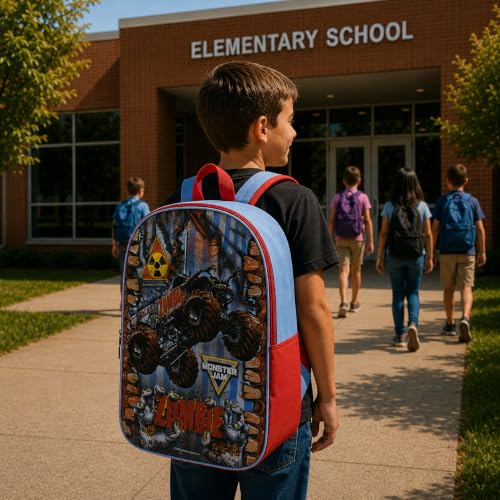 Monster Jam Zombie 15-Inch Kids School Backpack for Boys