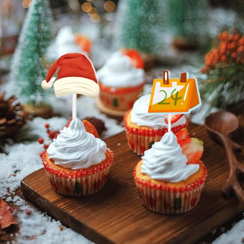 12-Pack Christmas Cupcake Toppers - Festive Cake Decorations