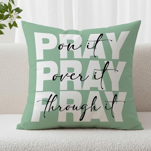 Sage Green Christian Scripture Throw Pillow Cover, 18x23in Bible Verse Decor