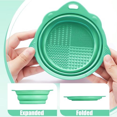 MR LION Silicone Makeup Brush Cleaner Mat and Foldable Bowl Set - Green