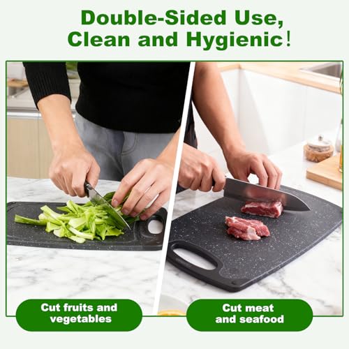 JINGLENK 12.5" x 7.7" Plastic Cutting Board, BPA-Free Non-Slip Chopping Block