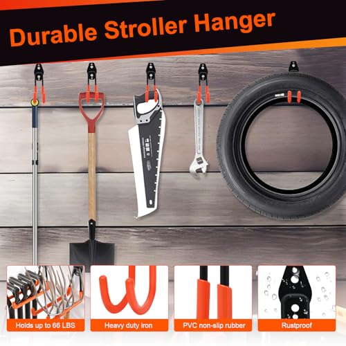 Heavy Duty Stroller Wall Mount Hanger - 66lb Capacity Anti-Slip Hook