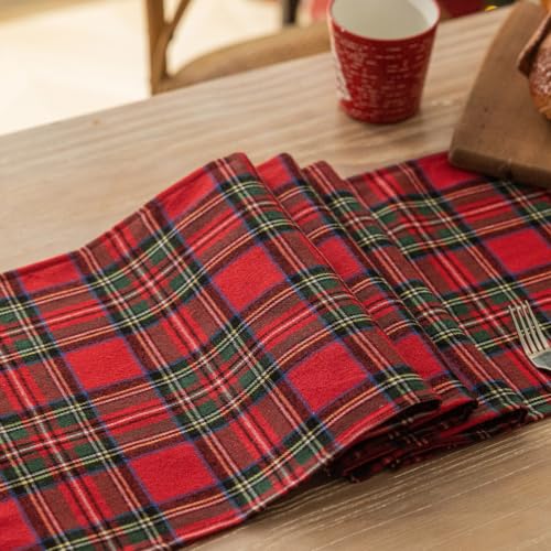 Red Green Plaid Christmas Table Runner 72 Inch for Holiday Decor
