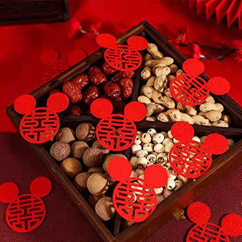 120Pcs Double Happiness Wedding Confetti - Gold Paper Cut Decor