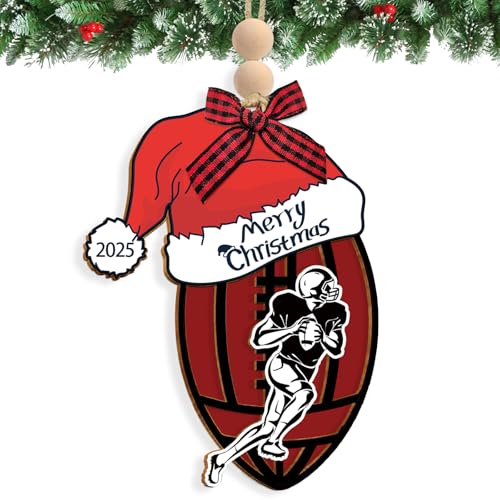 Personalized Football Christmas Ornament - Wooden Sports Gift