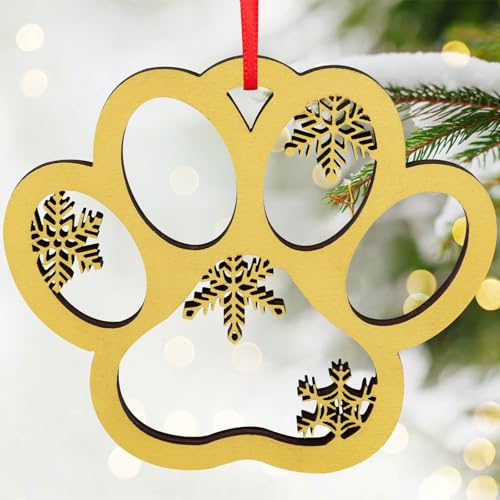 Personalized Wooden Dog Paw Ornament for Christmas Decor