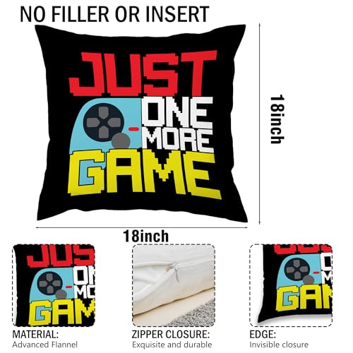 Gaming Throw Pillow Cover 18x18 - Just One More Game Design