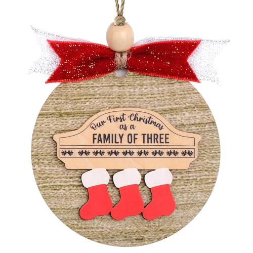 Family of 3 Christmas Ornament 2025 Wooden Holiday Keepsake
