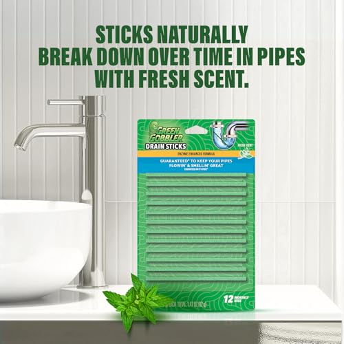 Green Gobbler Drain Cleaner & Deodorizer Sticks - 12 Pack Enzyme Treatment