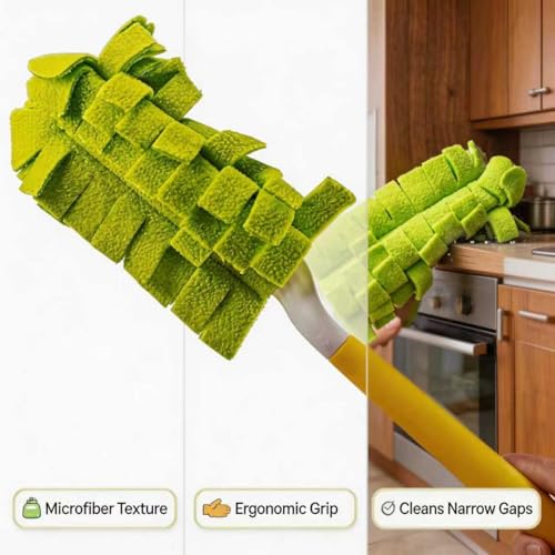 Reusable Fleece Duster Refills with Handle - 5 Pack Washable Dusting Pads