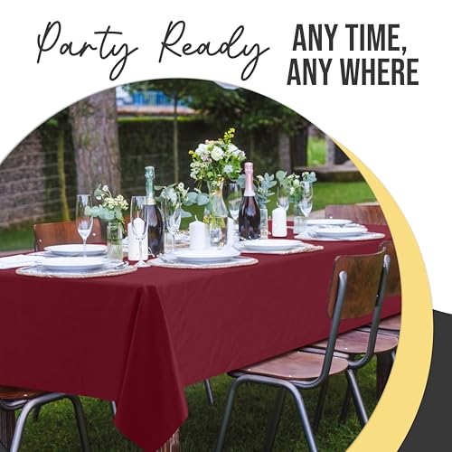 Exquisite Burgundy Plastic Table Cover 54" x 108" - 12 Pack