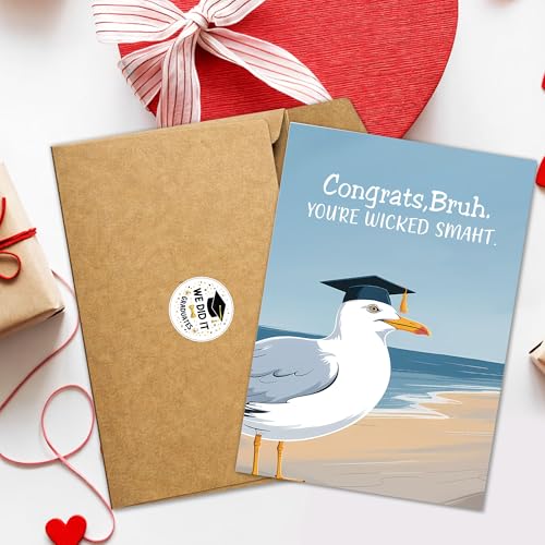 Congrats Bruh Graduation Card 2026 - Funny High School & College Graduate Greeting Card with Envelope