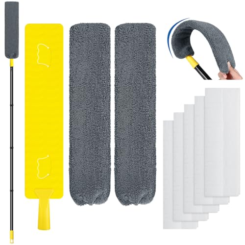 Qaestfy Under Appliance Cleaning Tool Kit with Long Handle & Microfiber Pads
